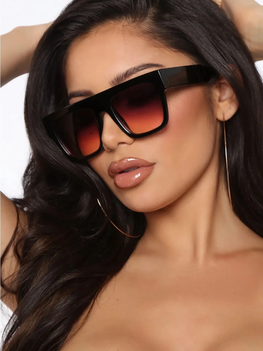Fashion Nova Black Frame Sunglasses with Pink Gradient Lenses